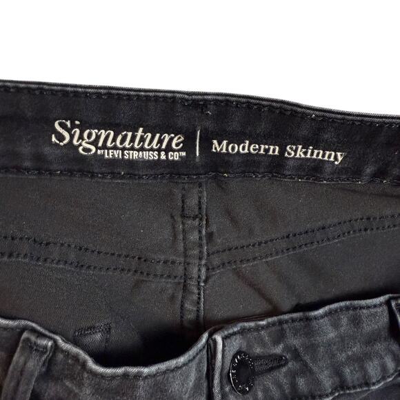 Signature By Levi Strauss Jeans Womens 18 Black Denim Stretch Modern Skinny Leg - Picture 9 of 16